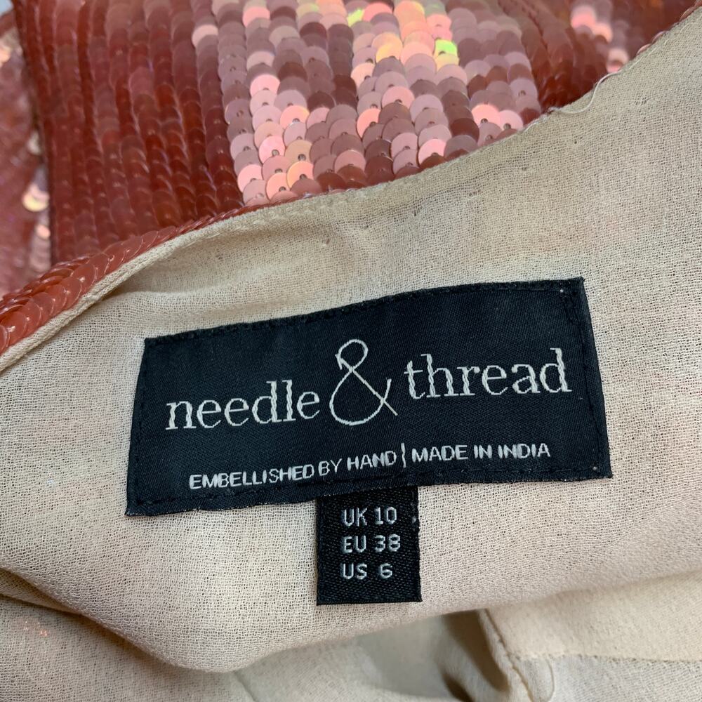 Needle & Thread Tapestry Motif Mini Dress US 6 Rose Gold Sequin Cocktail - Picture 14 of 16